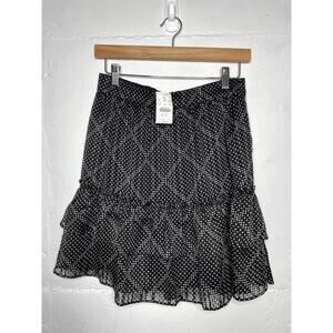 NEW J.Crew Tiered Mini in Black and Light Khaki Dots Size XS